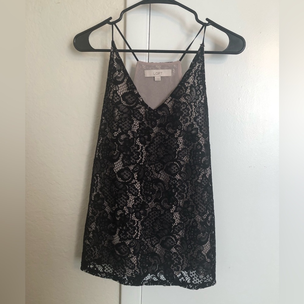 LOFT Women’s Black Lace Sleeveless Blouse Top - Size XS